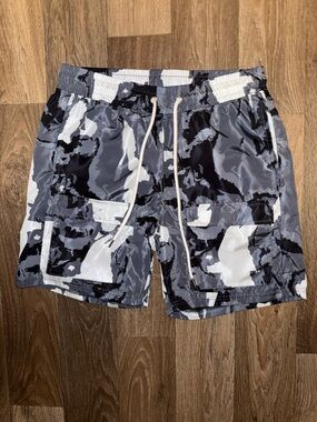 Genuine Gray & White Camouflage Swim Shorts